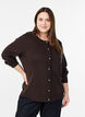 Fine-knit cardigan with ball buttons, Brown, Model image number 0