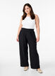 Loose trousers in linen and viscose, Black, Model image number 0