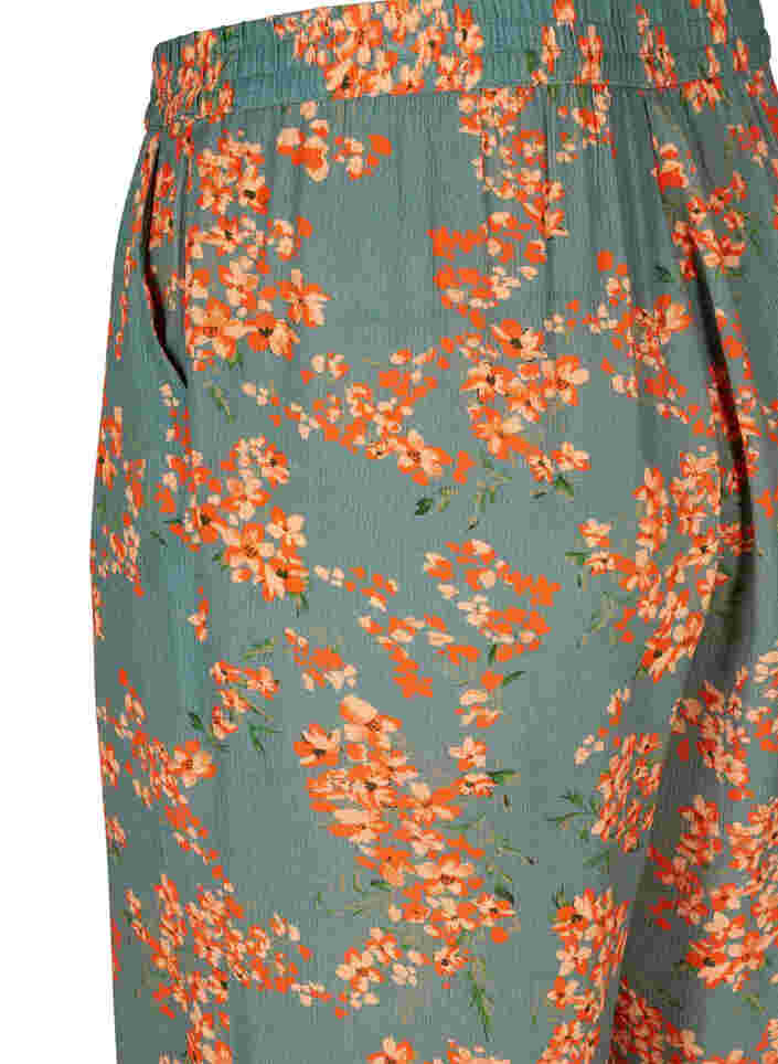 Loose culotte trousers in viscose, Balsam Green Flower, Packshot image number 3