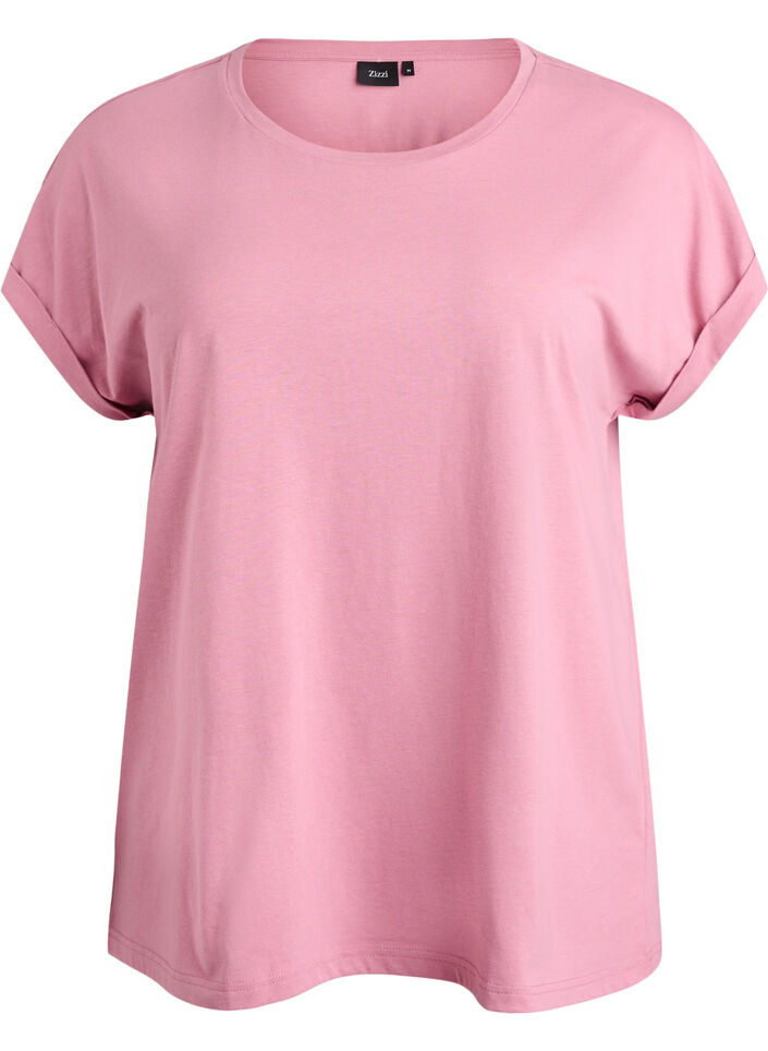 Short-sleeved cotton blend t-shirt, Rose, Packshot image number 0