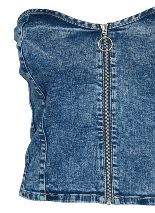 Denim corset top with zip, Blue denim, Packshot image number 2