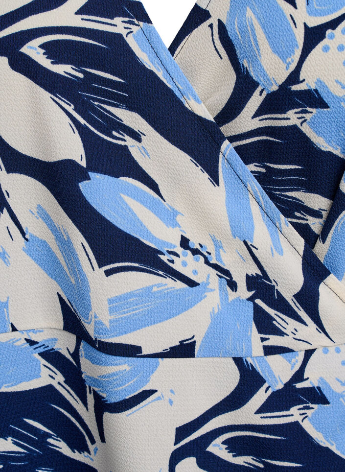 Floral wrap dress with short sleeves, Blue, Packshot image number 2