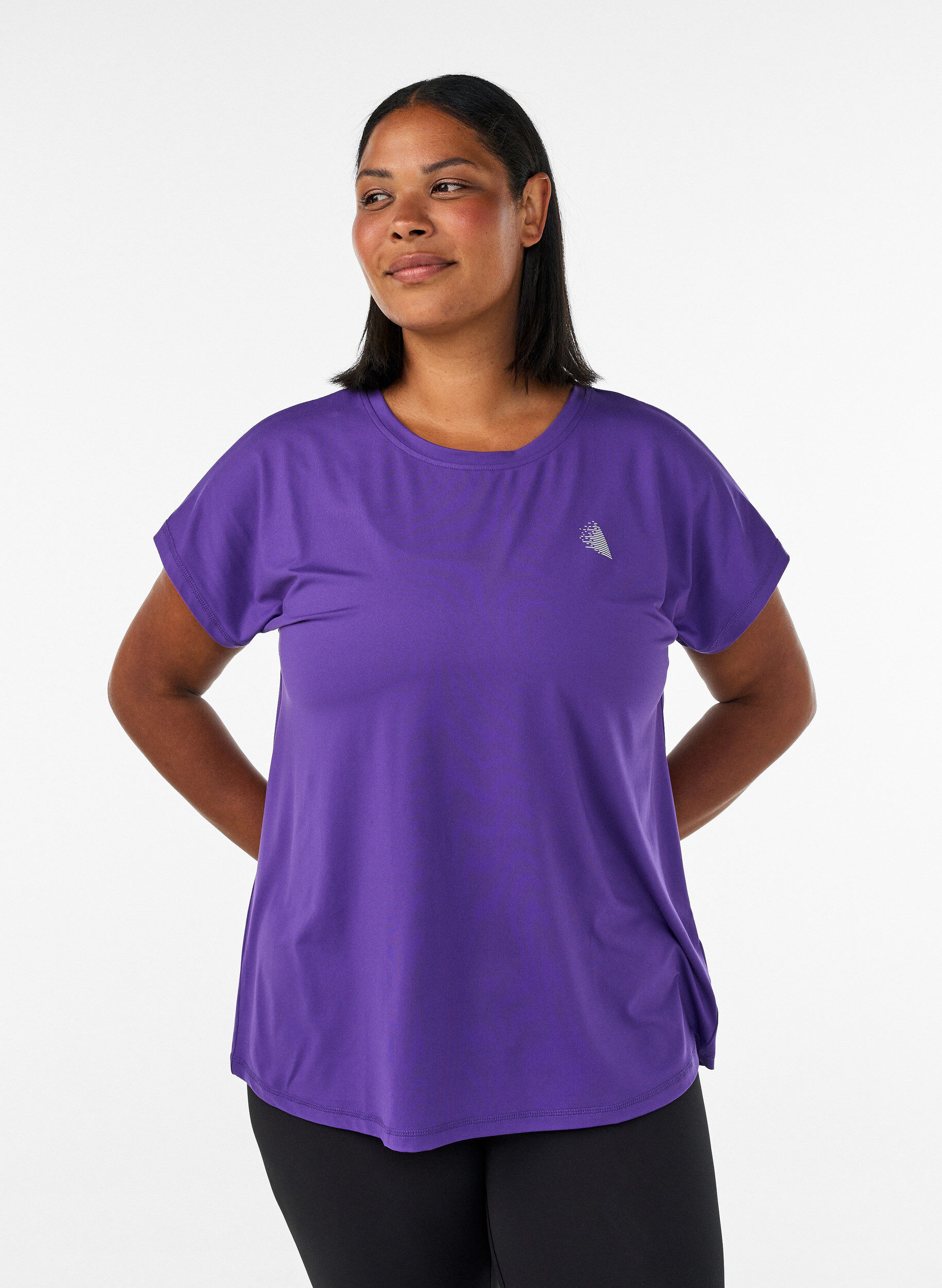 Solid-coloured training T-shirt, Purple, Model