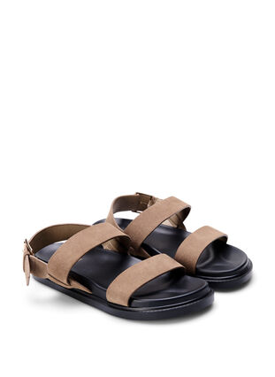 Wide fit sandal in suede, Brown, Packshot image number 1