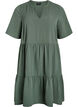 Short sleeve dress with a-line and cutlines, Green, Packshot image number 0