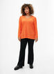 V-neck blouse with hole pattern, Carrot, Model image number 2