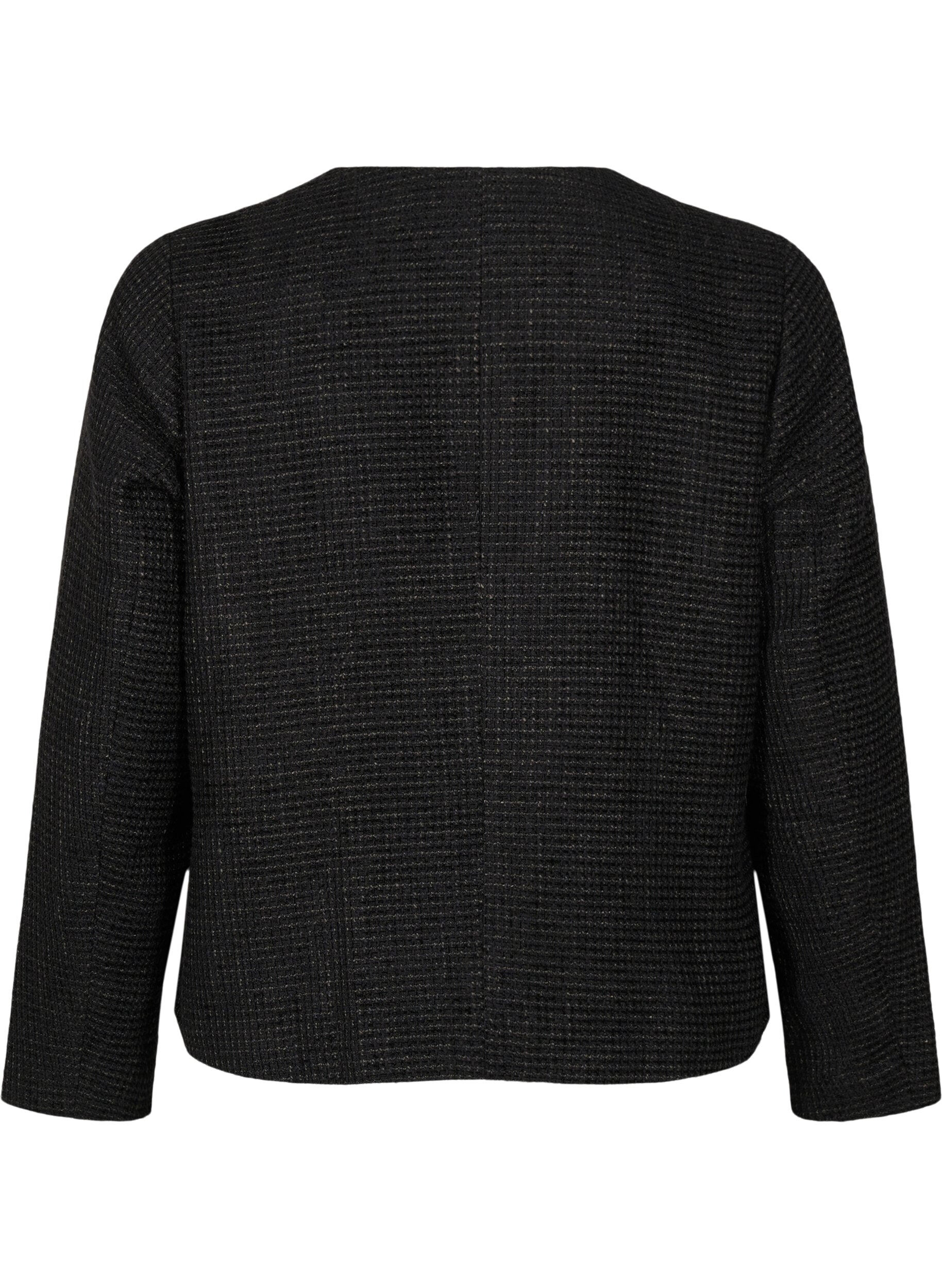 Zizzifashion Boucle jacket with pockets and decorative buttons, Black, Packshot image number 1