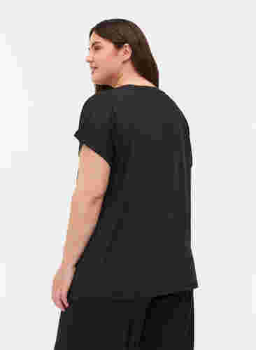 Short-sleeved sports T-shirt with V-neckline, Black, Model image number 1