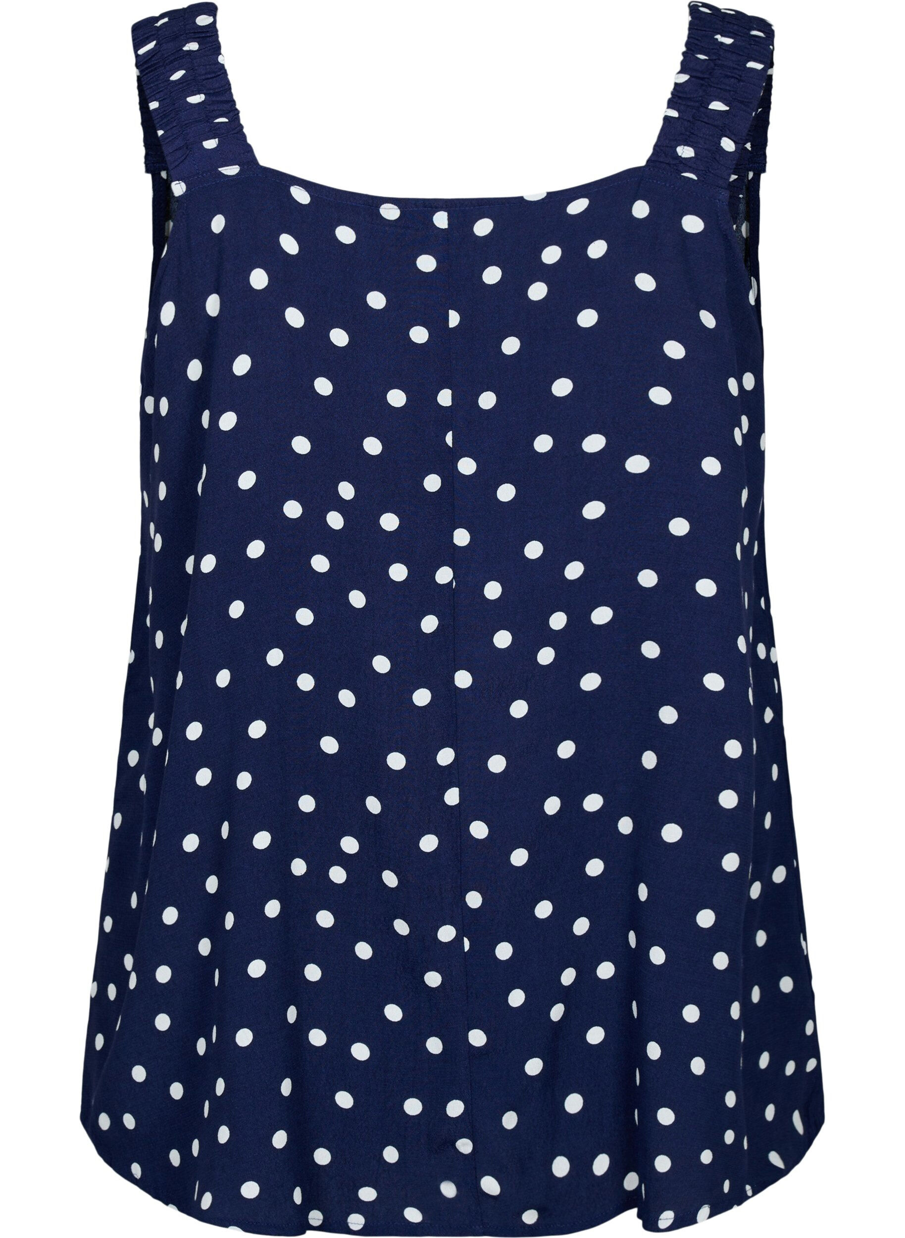 Zizzifashion 	 Printed viscose top with a-shape, Peacoat Dot, Packshot image number 1