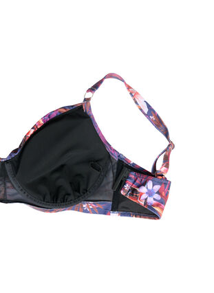 Printed bikini bra with underwire, Purple Flower, Packshot image number 3