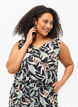 Printed top with V-neck, Black w. Gr.Leaf AOP, Model image number 0
