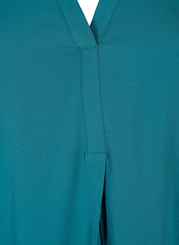 Plain colour top with v-neck, Deep Teal, Packshot image number 2