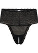Bottomless lace g-string with regular waist, Black, Packshot image number 0