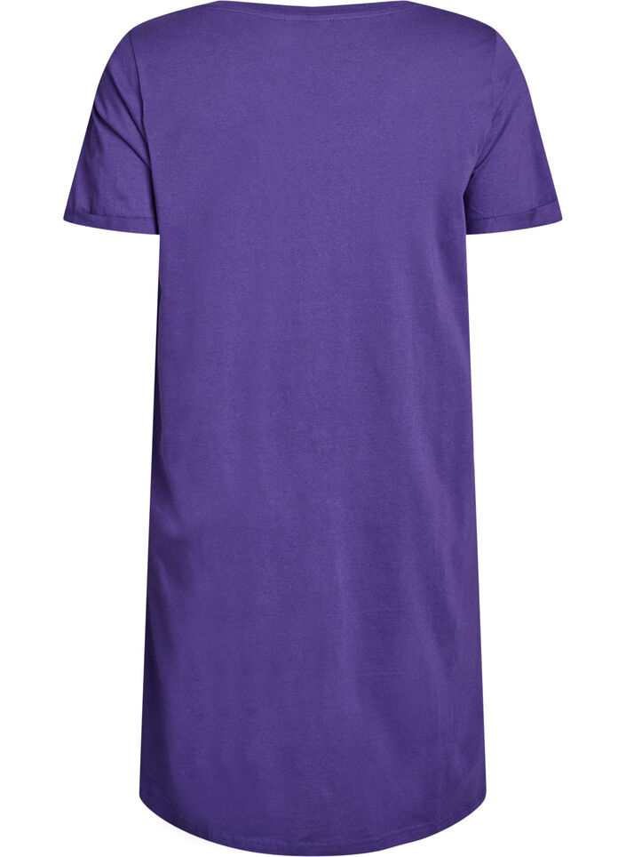 Short-sleeved nightgown in organic cotton, Purple, Packshot image number 1