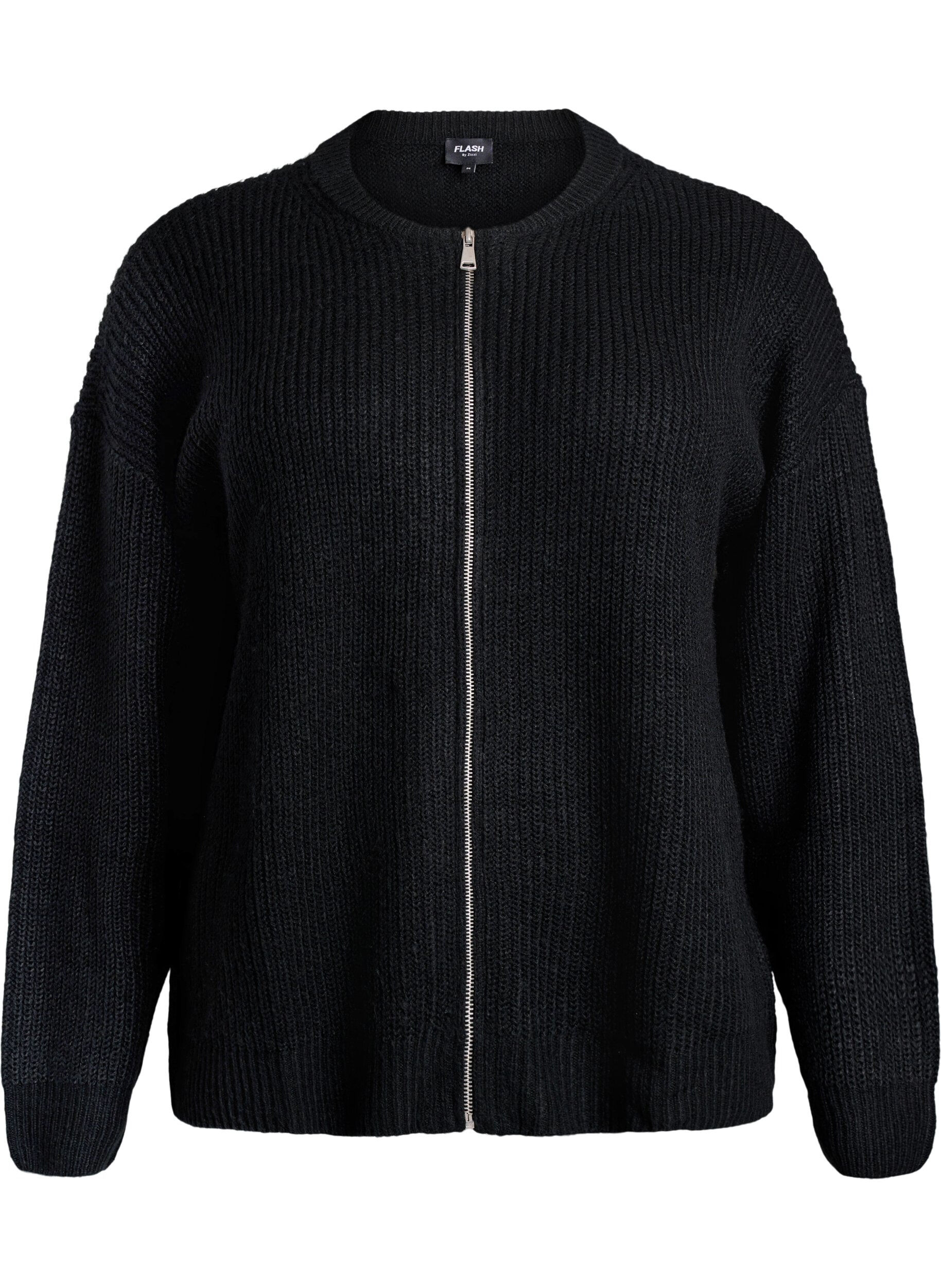 ZizzifashionKnit cardigan with zip, Black, Packshot image number 0