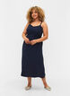 Plain coloured viscose strap dress with smock, Navy Blazer, Model image number 0