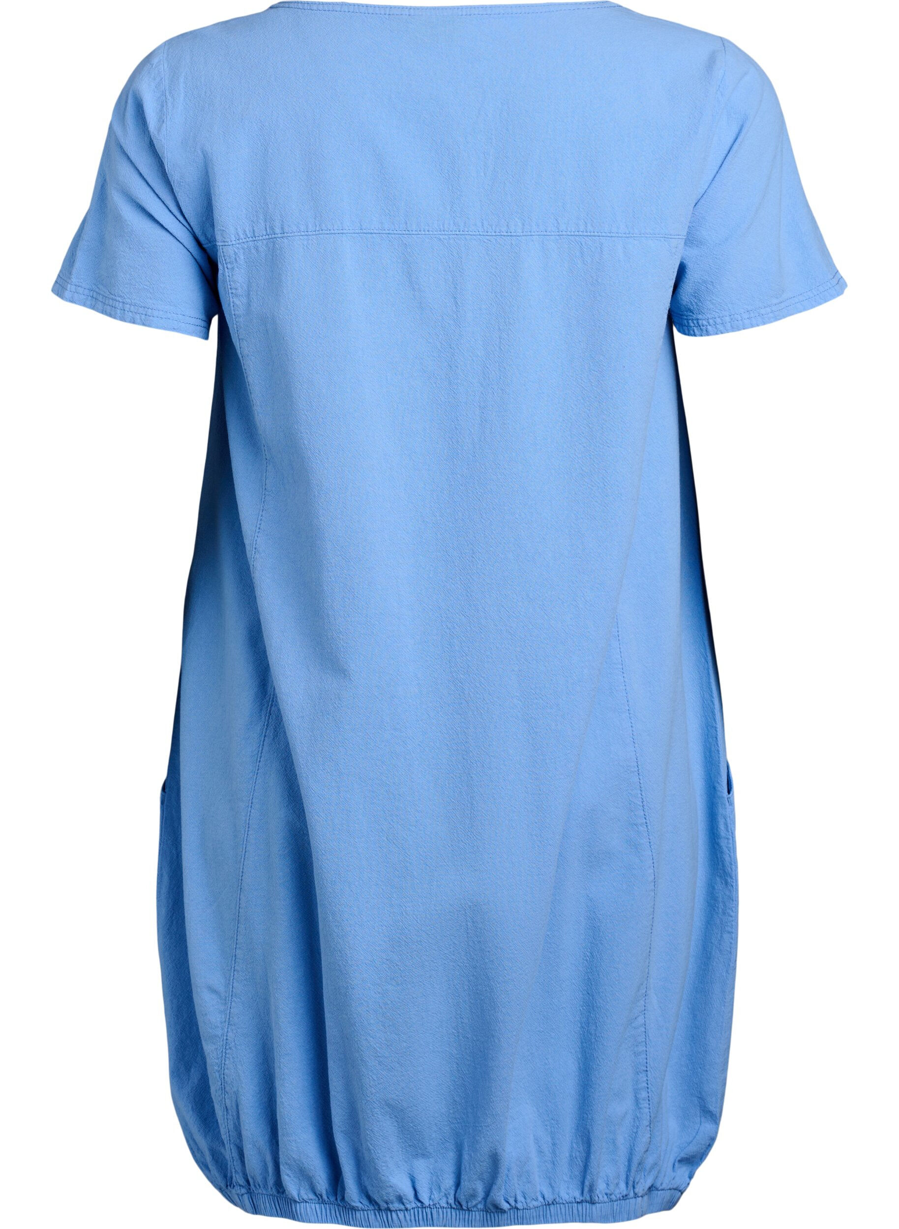 ZizzifashionShort-sleeved cotton dress, Light Blue, Packshot image number 1