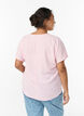 Blouse with short sleeves and a round neckline, Pink, Model image number 2