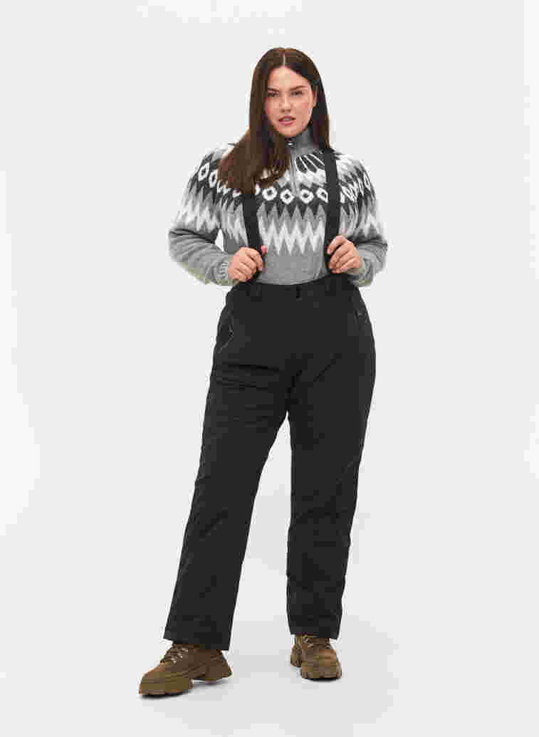 Ski trousers with braces, Black, Model