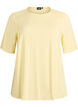 Short-sleeved woven blouse with round neck, Yellow, Packshot image number 0