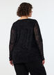Mesh blouse with paisley print and asymmetrical hem, Black, Model image number 2
