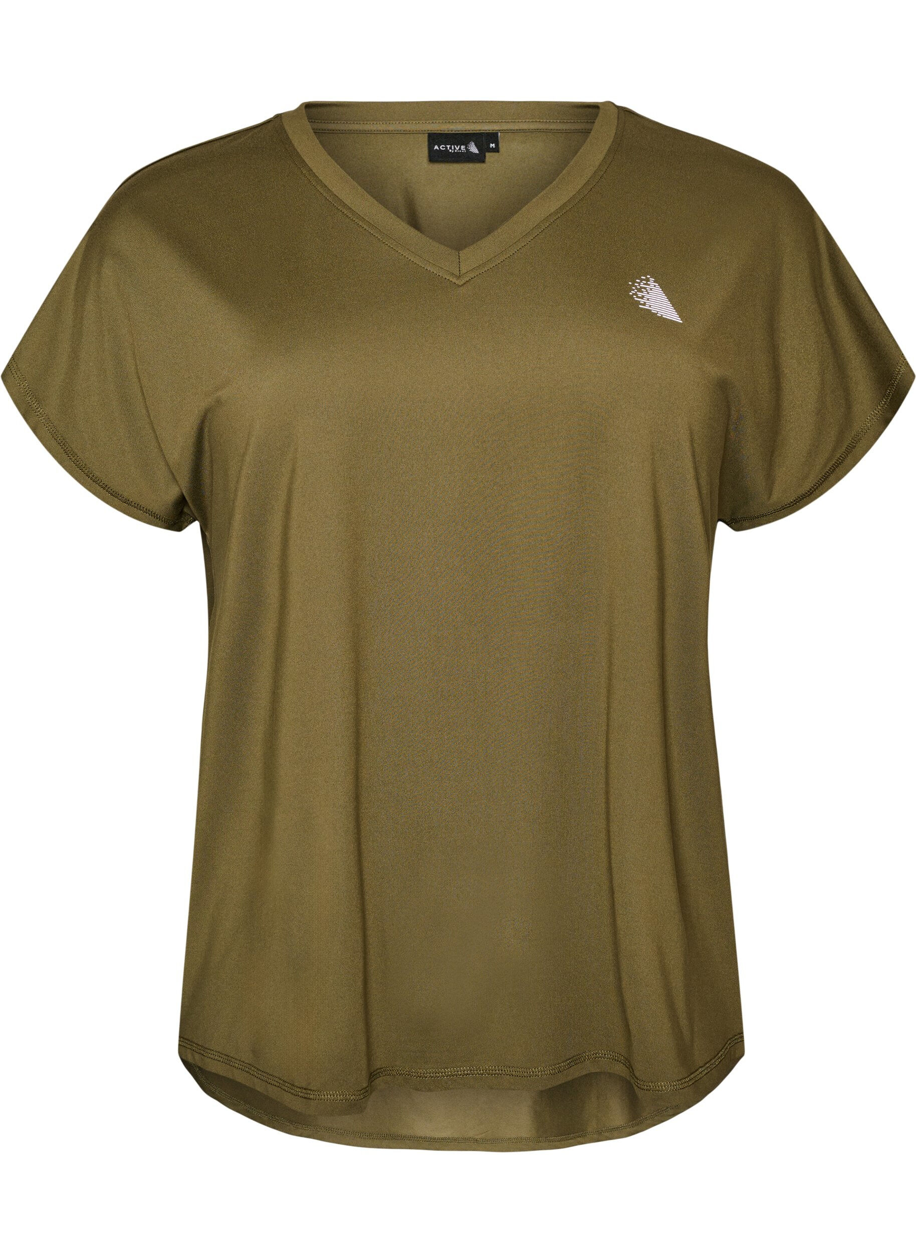 ZizzifashionShort sleeve sport t-shirt with v-neck, Green, Packshot image number 0