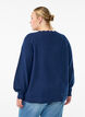 Knitted blouse with wavy edges, Blue, Model image number 2