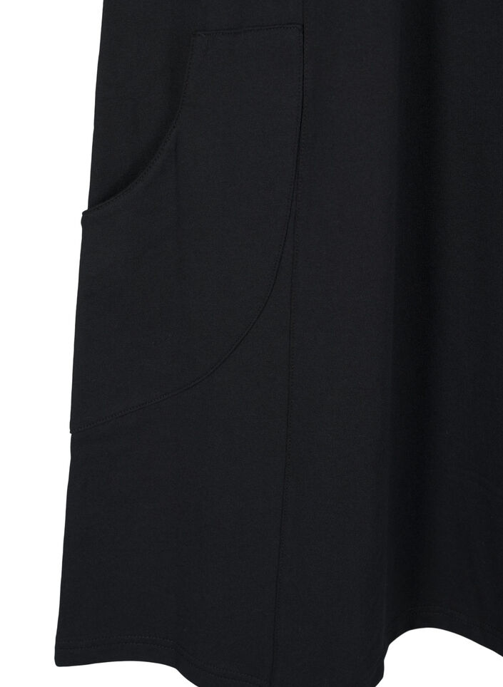 Jersey dress with short sleeves and pockets, Black, Packshot image number 3