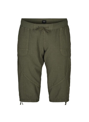 Cotton Capri trousers , Ivy Green, Packshot image number 0