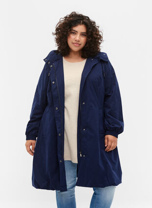 Jacket with hood, Peacoat, Model image number 0