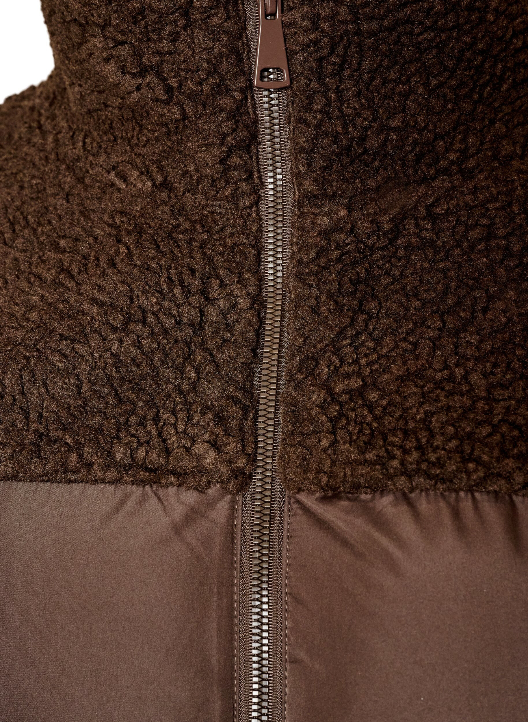 ZizzifashionMid-length puffer jacket with teddy fleece, Brown, Packshot image number 2