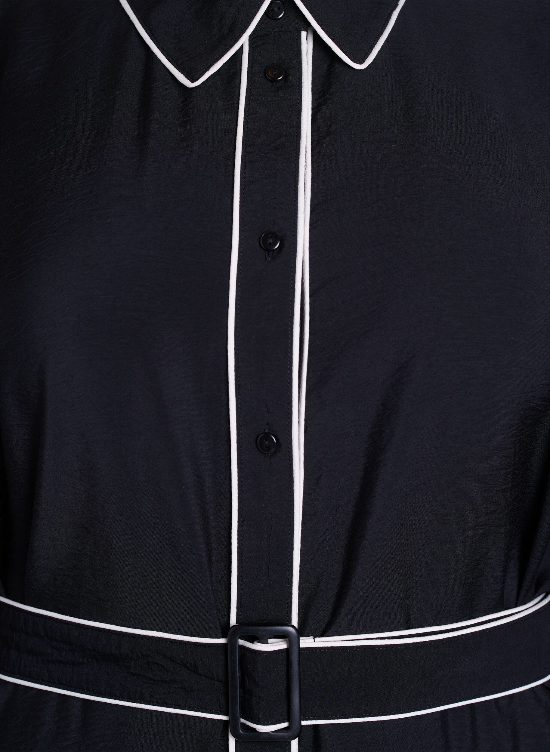 Zizzifashion Midi shirt dress with contrast edges, Black, Packshot image number 2