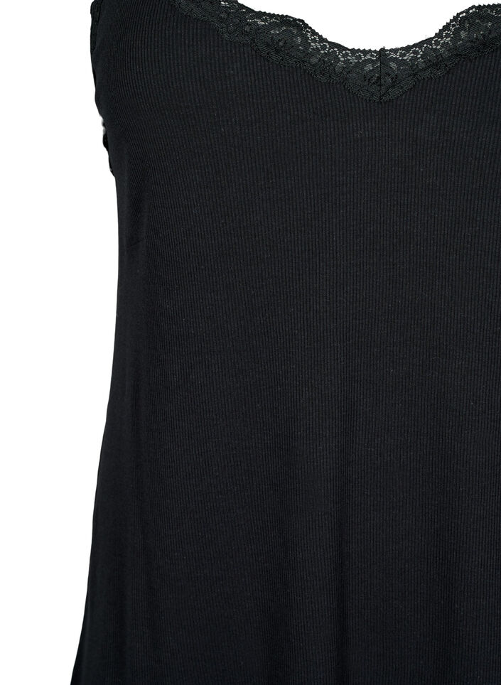 Nightgown with lace hem, Black, Packshot image number 2