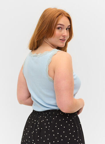 Top with lace trim, Cashmere Blue, Model image number 1