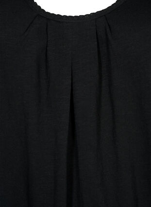 Cotton top with lace trim, Black, Packshot image number 2