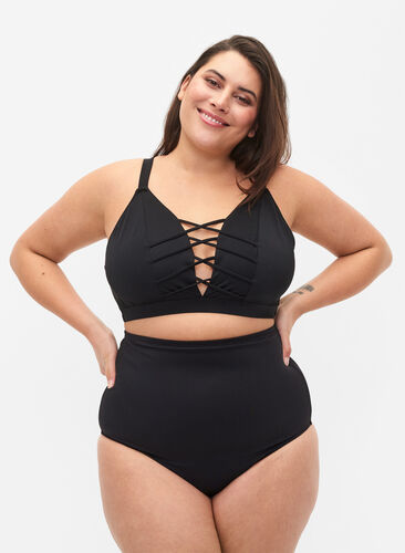 Bikini briefs with extra high waist, Black, Model image number 0