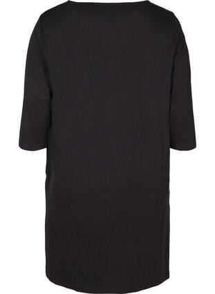 Cotton dress with 3/4 sleeves and pockets, Black, Packshot image number 1