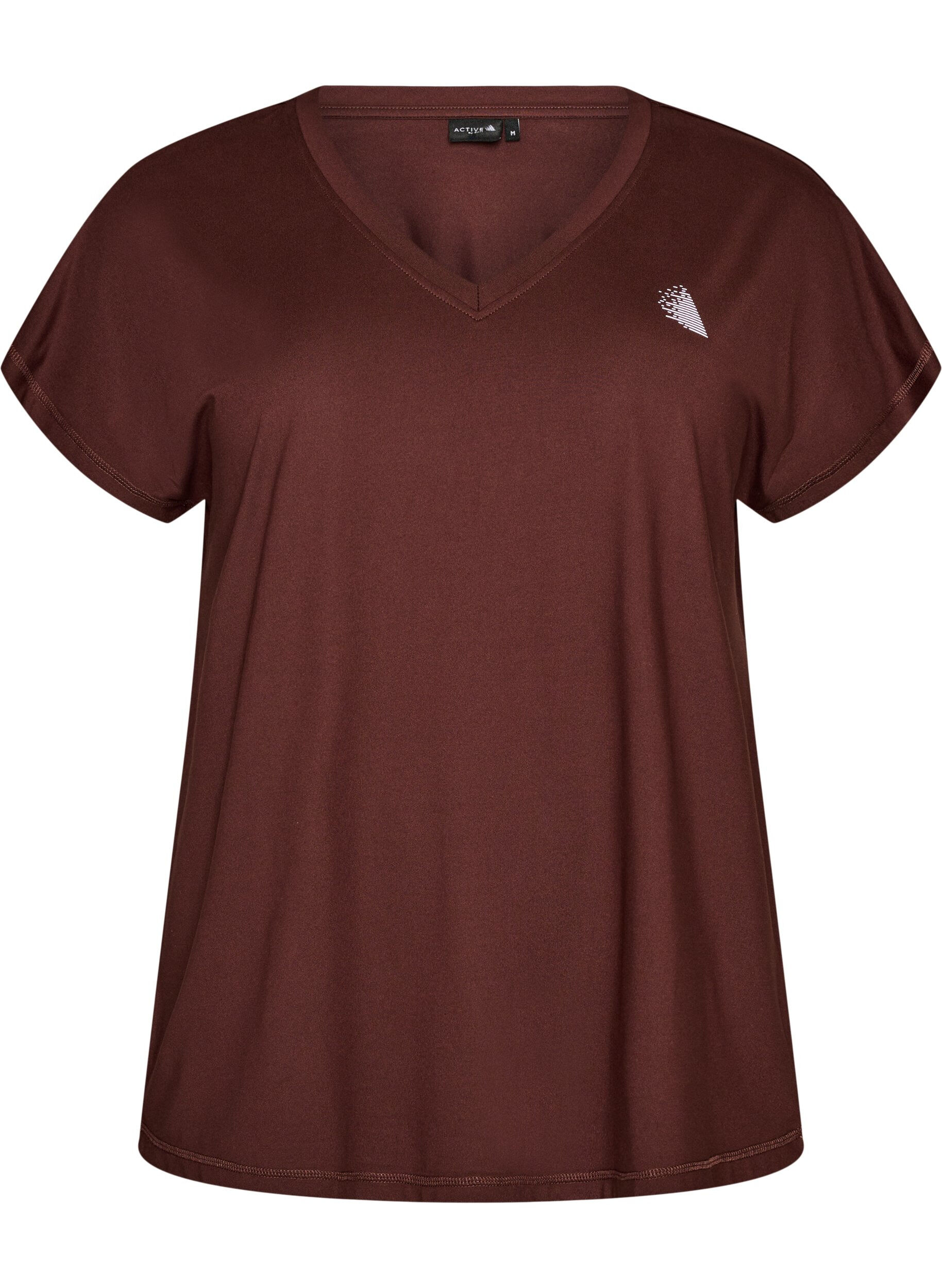 ZizzifashionLoose training t-shirt with v-neck, Brown, Packshot image number 0