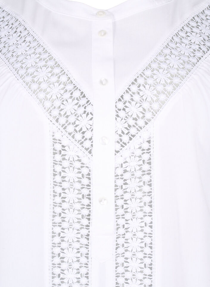 Viscose blouse with lace trim, Bright White, Packshot image number 2