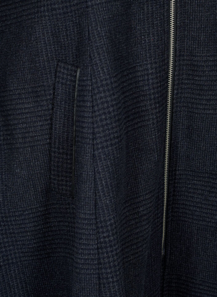 Checkered coat with wool, Dark Grey Melange, Packshot image number 3