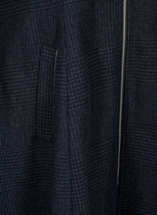 Checkered coat with wool, Dark Grey Melange, Packshot image number 3