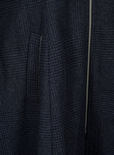 Checkered coat with wool, Dark Grey Melange, Packshot image number 3