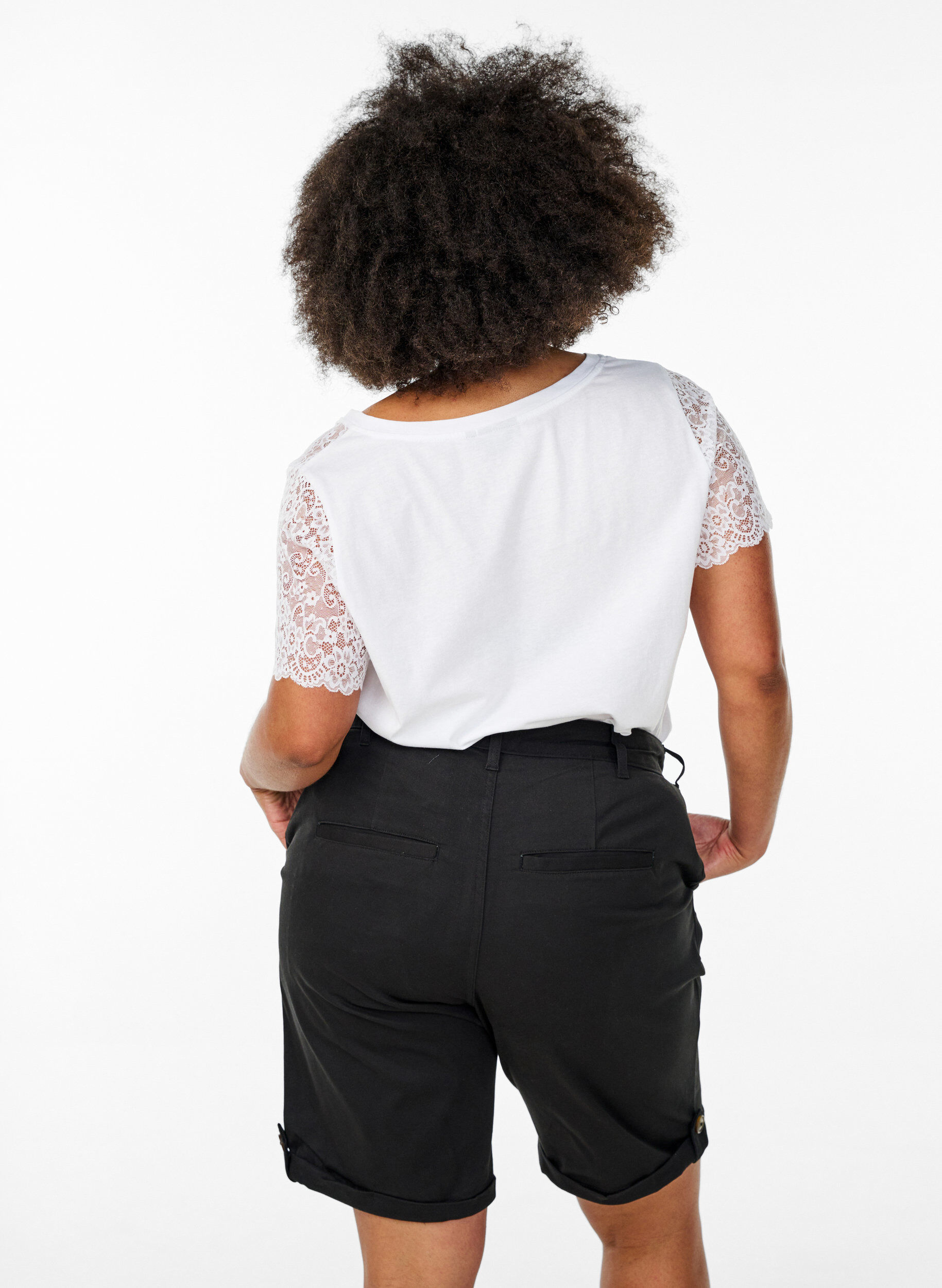 Zizzifashion Chino shorts with pockets, Black, Model image number 2