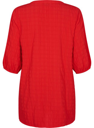 Textured tunic with 3/4 sleeves, Fiery Red, Packshot image number 1