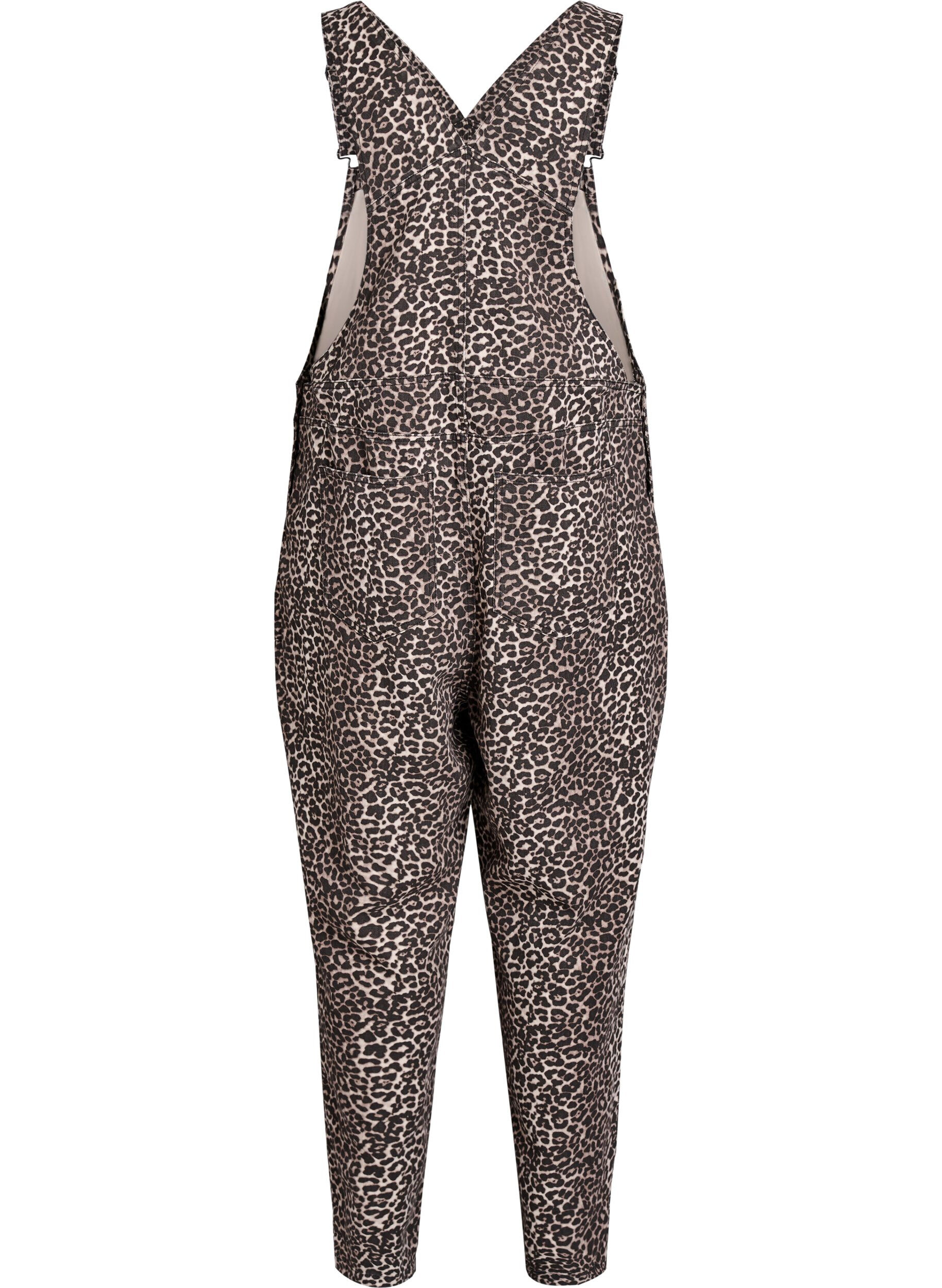 Zizzifashion Leopard print denim dungarees, Brown, Packshot image number 1