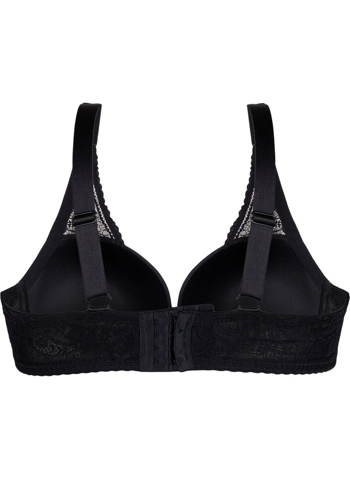 Moulded bra with lace, Black, Packshot image number 1