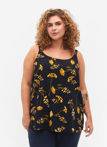 FLASH - Top with print, Night Sky Yellow AOP, Model image number 0
