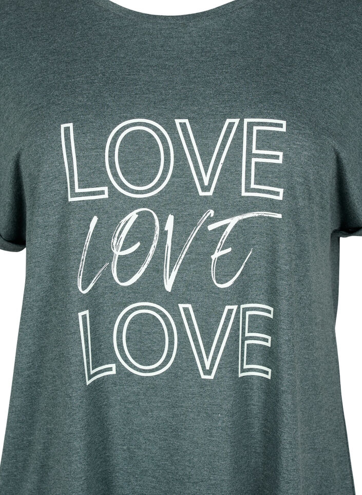 Short sleeve nightgown with text print, , Packshot image number 2