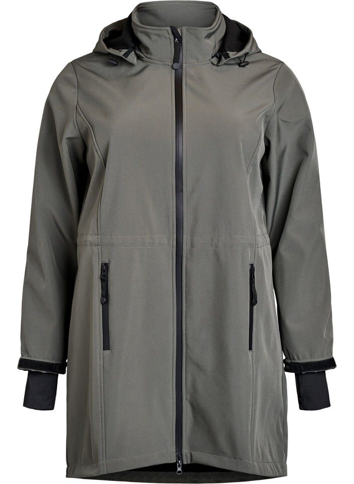 Softshell jacket with detachable hood, Dark Grey, Packshot image number 0