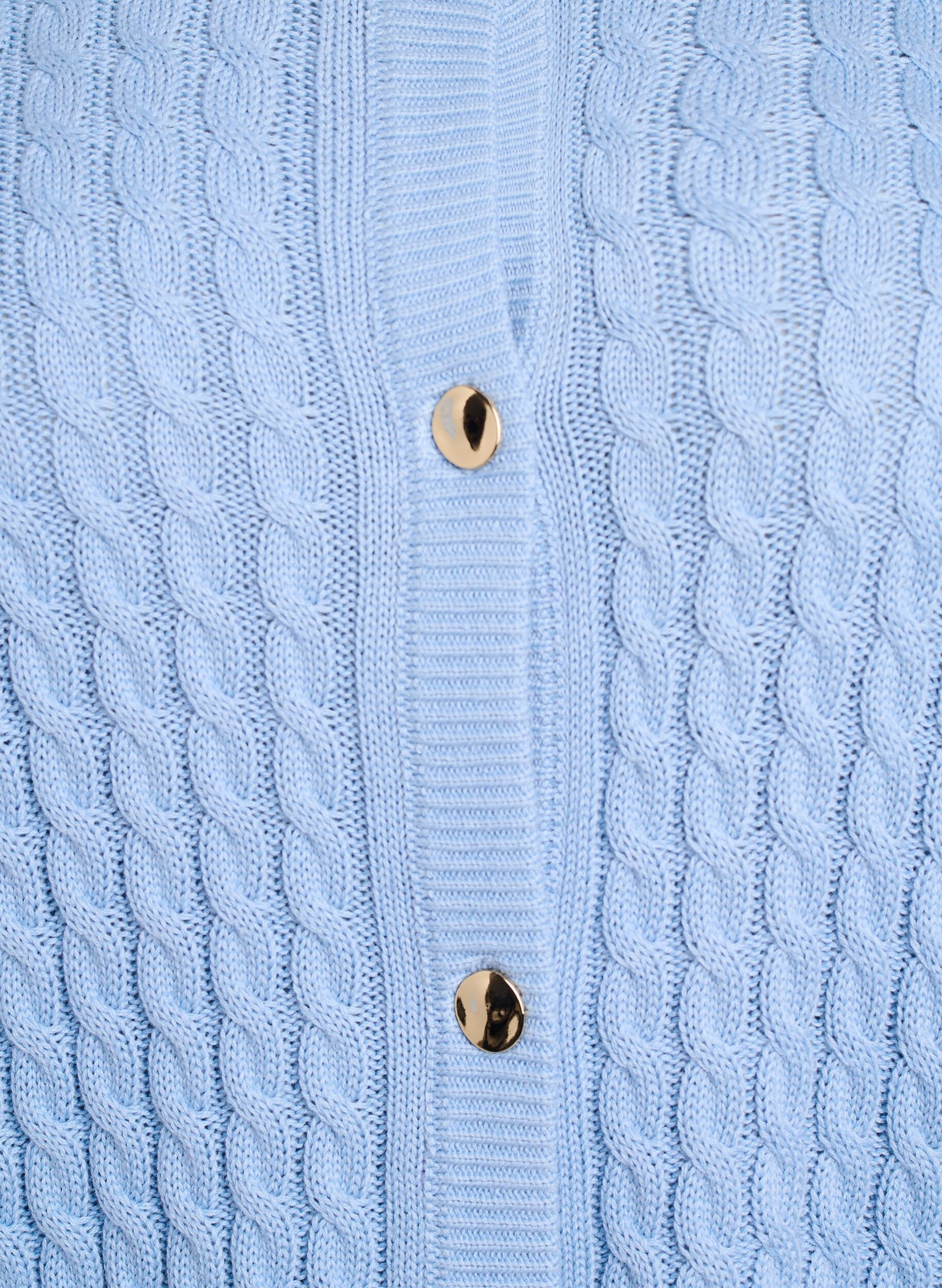 Zizzifashion Cable knit cardigan with golden buttons, Blue, Packshot image number 2
